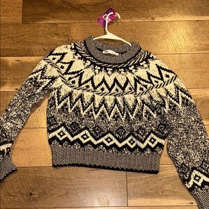 Zara Black and White Patterned Women's Sweater